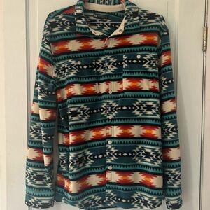 Vintage Aztec Button Up Fleece Sweatshirt